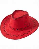Шляпа ковбоя замшевая (красная)