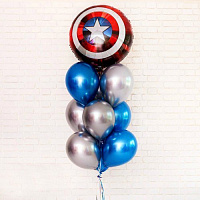Повітряні кульки|Воздушные шарики|Композиції та букети з куль|Букет куль Капітан Америка 9 од (гелій)