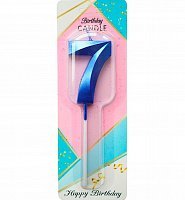 Свеча цифра грани на пике 7 (синяя)