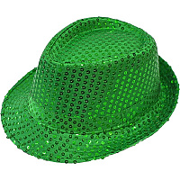 Товары для праздника|Карнавальные шляпы|Котелки и цилиндры|Шляпа Твист в пайетках зеленая