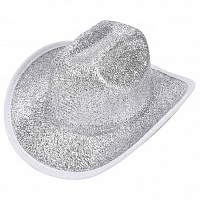 Шляпа ковбоя блеск серебряная
