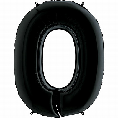 Куля цифра 0 фольгована 90см люкс (чорна)