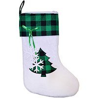 Носок Новогодний бело-зеленый 43см