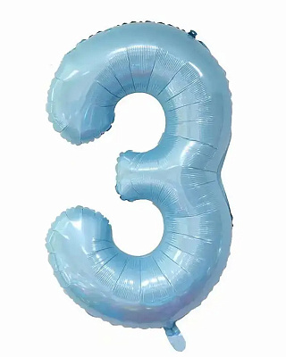 Шар цифра 3 фольга 66см (голубая)