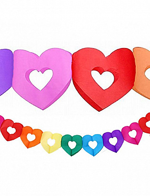 Гирлянда сердечки разноцветные (бумага)