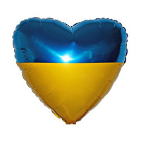 Тематические вечеринки|Мы из Украины|Воздушные шарики|Шар фольга 45см Сердце флаг Украины