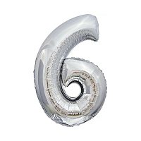 Шар цифра 6 фольга 66 см (серебро) Шар цифра 6 фольга 66 см (серебро)