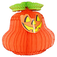 Праздники|Декорации на Хэллоуин|Светильник Джека и тыквы|Тыква 3D с улыбкой 24 см