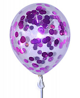 Воздушные шарики|Шары с гелием|Латексные шары|Шар с конфетти круги (малиновые)