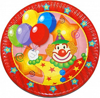 День Рождения|Тема Клоун|Тарелки праздничные Клоун с шарами 6 шт