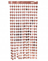 Штора из фольги сердца (розовое золото) 2х1м