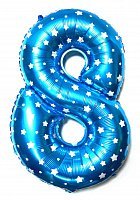 Куля фольгована 80см цифра 8 (блакитна)