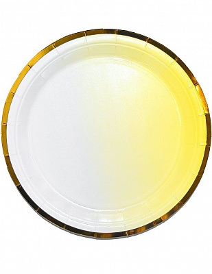 Тарелки праздничные бело-желтые 23см