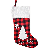 Праздники|Новогодние украшения|Новогодние носки|Носок с Елкой (черно-красный) 42см