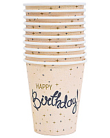 Стакани Happy Birthday кремові 10 од