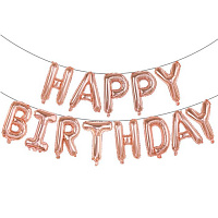 Повітряні кульки|Шарики на день рождения|Матусі|Напис фольга З днем народження рожеве золото (англ