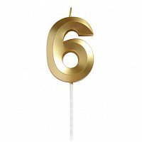 Свічка цифра грані на списі 6 (золота) Свічка цифра грані на списі 6 (золота)