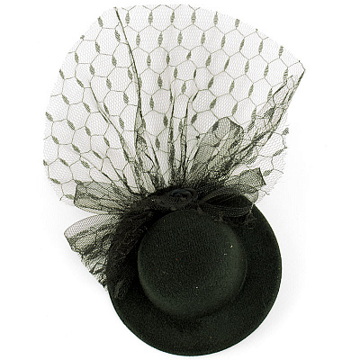 Шляпка мини Гламур с вуалью (черная)
