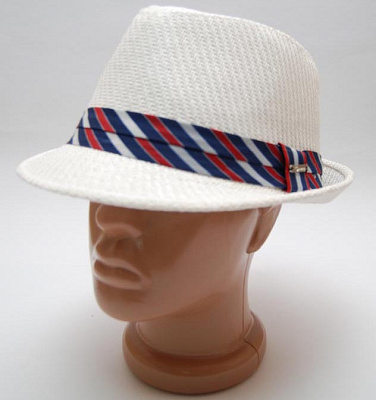 Шляпа Гавайский Пижон (белая с полосатой лентой)