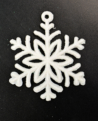 Снежинка 6 см перламутр декоративная