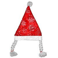 Колпак Снегурочки снежинки (красный)