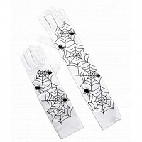Праздники|Halloween|Аксессуары к костюмам|Перчатки паутина (белые)