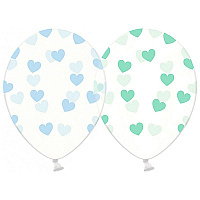 Повітряні кульки|Воздушные шарики|Трендові кулі|Повітряна куля кристал Серця м'ятно-блакитні 30 см
