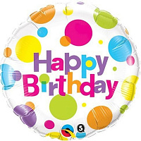 Воздушные шарики|Шарики на день рождения|Девочке|Шар фольга 18" Горошек HB