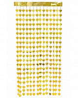 Штора із фольги серця (золоті) 2х1м