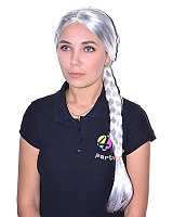 Парик Снегурочки белый с косой