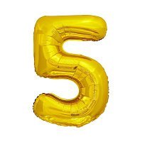 Куля цифра 5 фольгована 66 см (золота) Куля цифра 5 фольгована 66 см (золота)