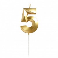 Свічка цифра грані на списі 5 (золота) Свічка цифра грані на списі 5 (золота)