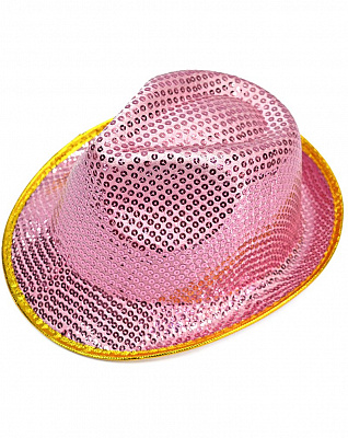 Шляпа Твист в пайетках розовая