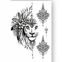 Тату середні Левиця з мандалою