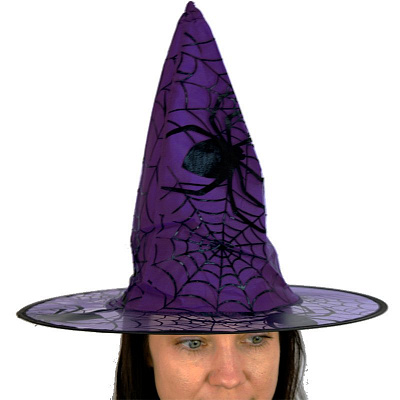 Шляпа відьми з павуками (фіолетова)