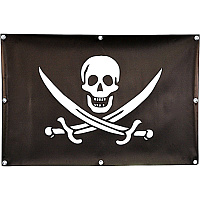 Тематичні вечірки|Пиратская вечеринка|Декорації і гірлянди на піратську вечірку|Банер Веселий Роджер 90х60 см