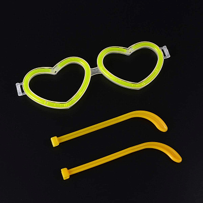 Светящиеся очки сердечки (желтые)