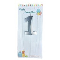 Свічка цифра грані на списі 1 срібна