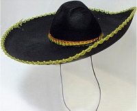 Тематические вечеринки|Мексиканская вечеринка|Мексиканские шляпы|Сомбреро черное с золотом (фетр)