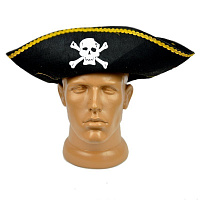 Товари для свята|Карнавальные шляпы|Піратські капелюхи|Треуголка пірата (чорна)