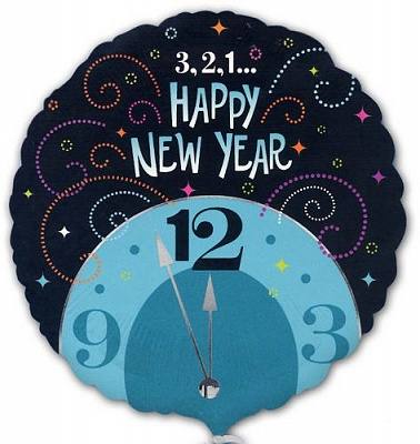 Куля фольгована Новий рік годинник №2