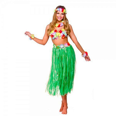 Гавайський костюм із довгою спідницею (зелений)