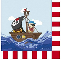 День Народження|Пираты|Піратська Вечірка|Серветки святкові Пірат на кораблі 16 од