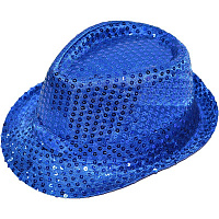 Товары для праздника|Карнавальные шляпы|Котелки и цилиндры|Шляпа Твист в пайетках синяя
