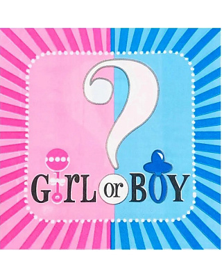 Серветки Boy or Girl (рожево-блакитні) 15 од.