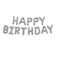 Воздушные шарики|Шарики на день рождения|Мужчине|Надпись фольга Happy Birthday (серебряная)