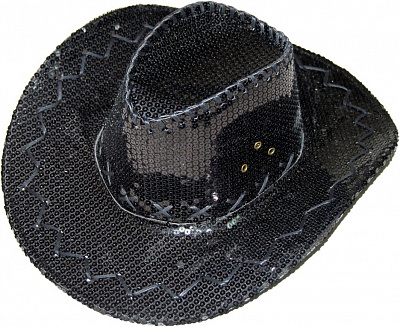 Шляпа ковбоя с полями блестки (черная)