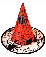 Шляпа ведьмы с пауками (красная)