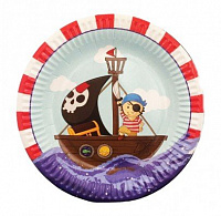 Тематичні вечірки|Пиратская вечеринка|Посуд піратській. Сервіровка стола|Тарілки святкові Пірат на кораблі 8 од