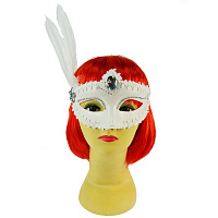 Товары для праздника|Маски карнавальные|Венецианские маски|Маска Августина с пером (белая)
